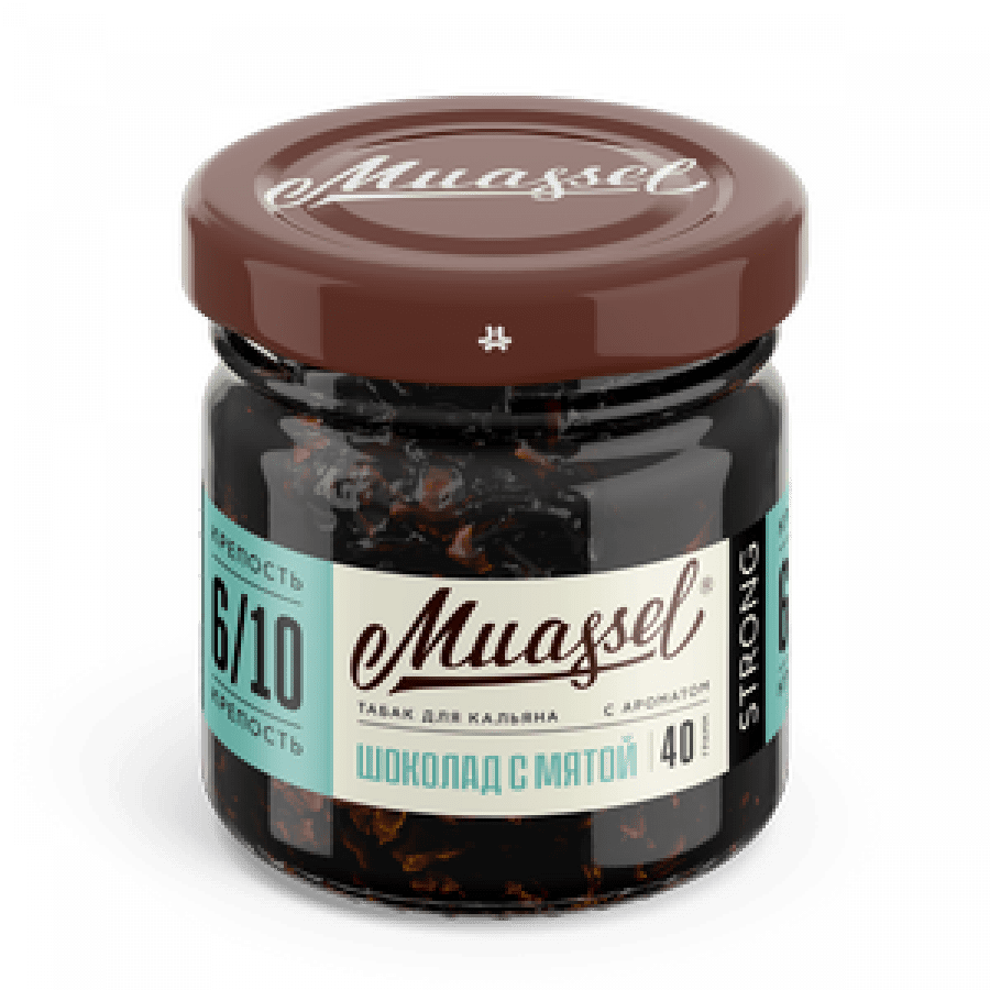 Фото и внешний вид — Табак для кальяна MUASSEL (6/10) 40гр - Шоколад с Мятой