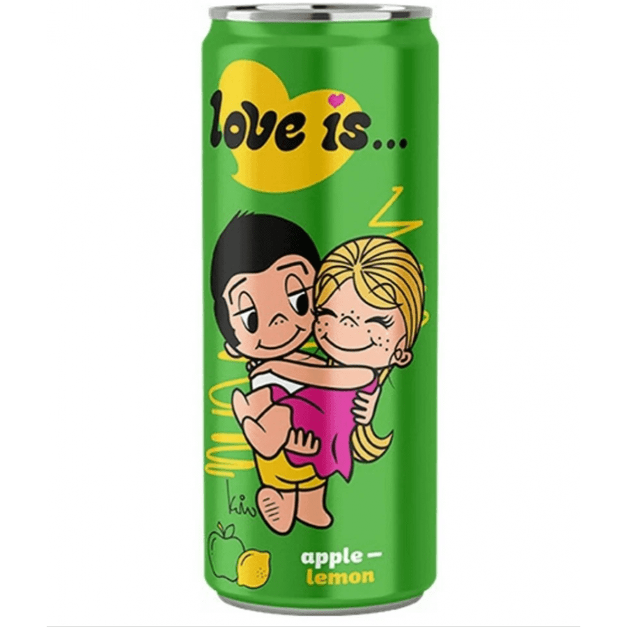 Фото и внешний вид — Газированный напиток LOVE IS Яблоко и Лимон 330мл (12шт/блок)