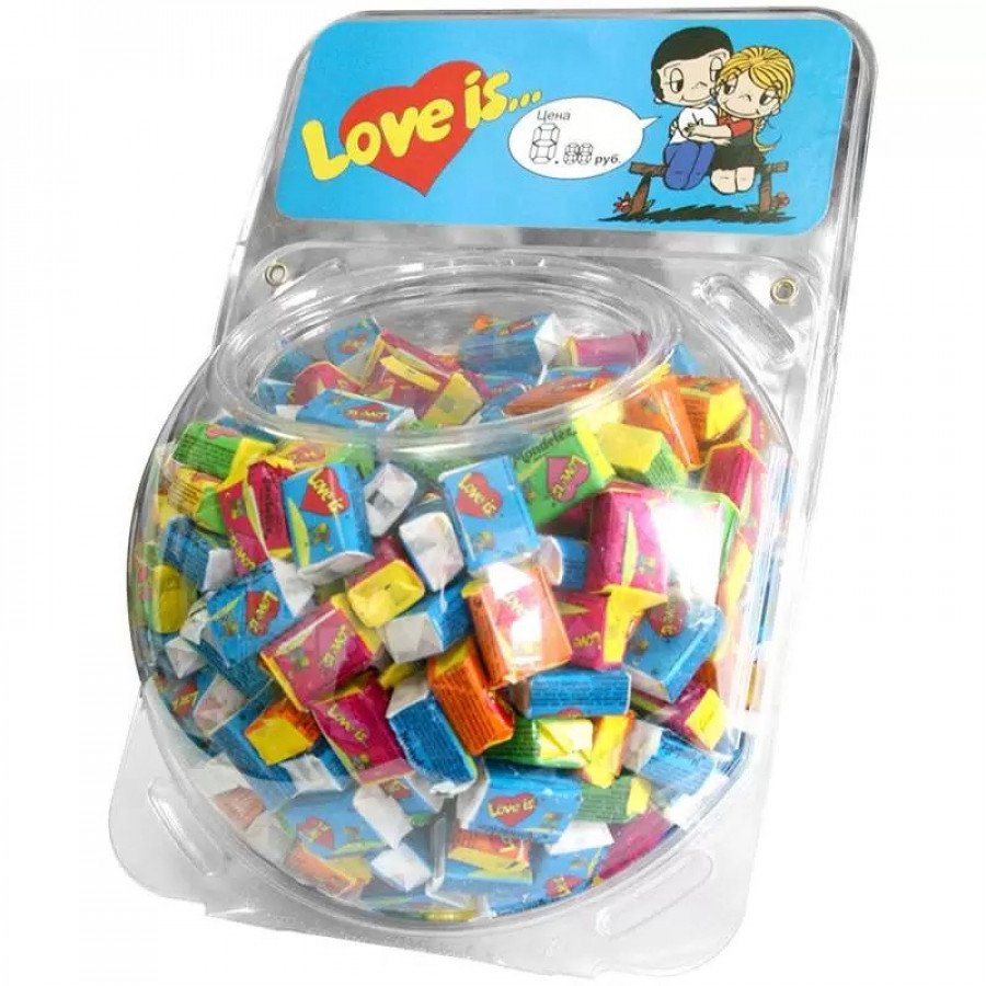 Фото и внешний вид — LOVE IS жевательная резинка Микс 4,2г (200шт/уп) Сфера