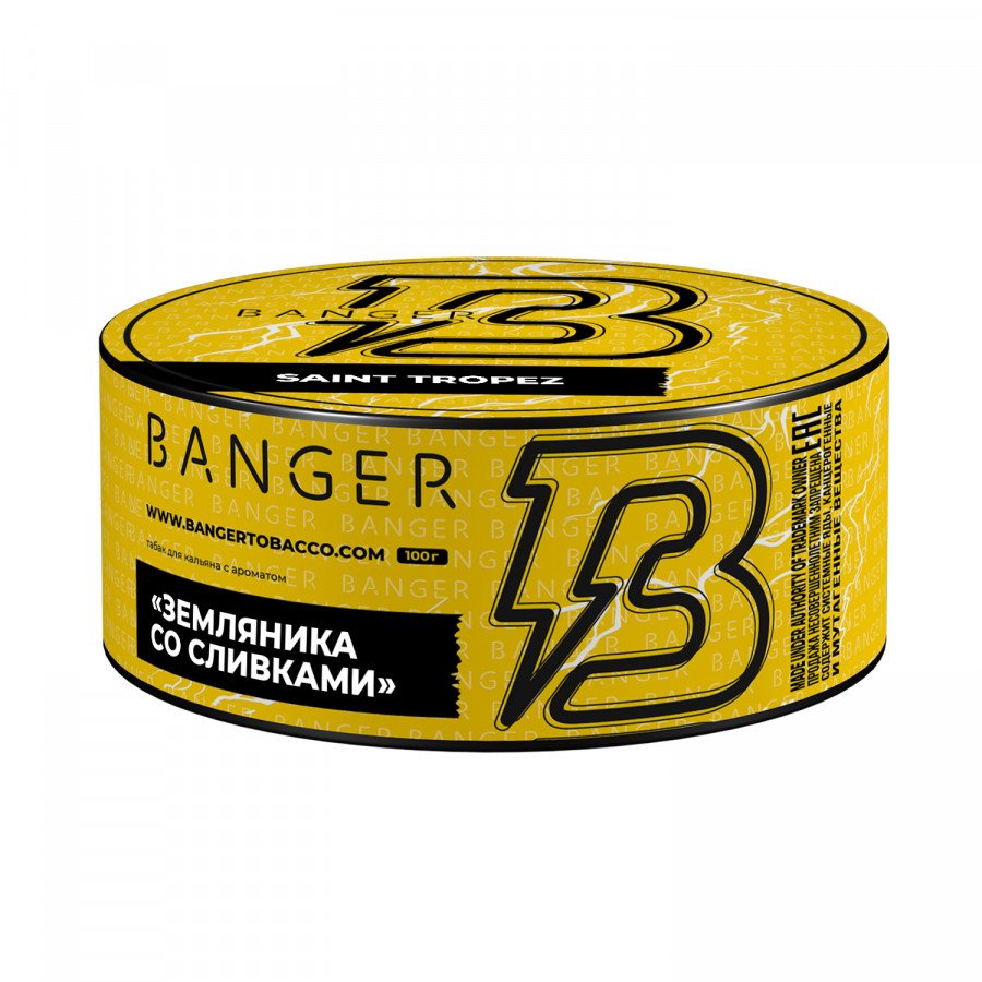 Фото и внешний вид — Табак для кальяна BANGER 100гр - Saint Tropez (Земляника со сливками)