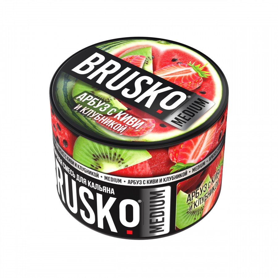 Фото и внешний вид — Смесь для кальяна BRUSKO 50г - Арбуз с киви и клубникой