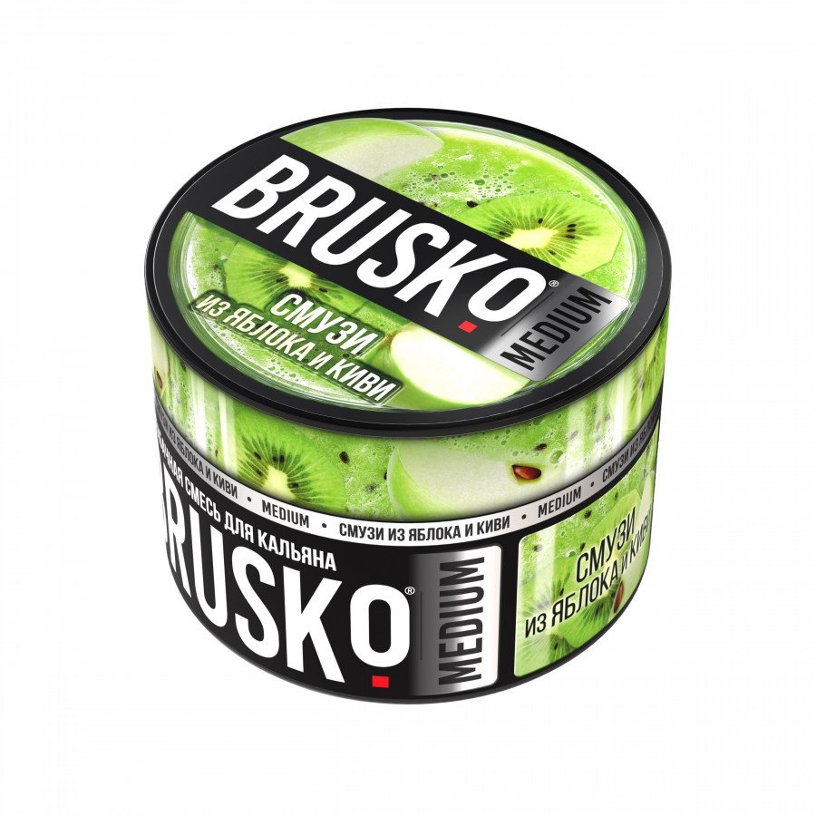 Фото и внешний вид — Смесь для кальяна BRUSKO 50г - Смузи из яблока и киви