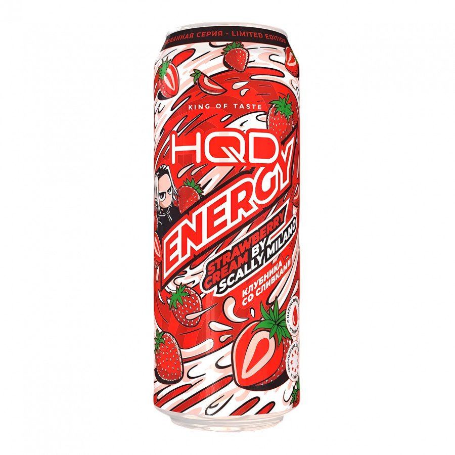 Фото и внешний вид — Энергетический напиток HQD Energy - Strawberry Cream By Scally Milano (Клубника со Сливками) 450мл