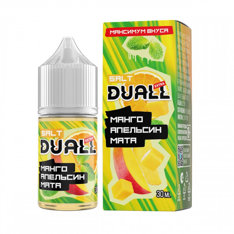 Фото и внешний вид — Жидкость DUALL EXTRA SALT - Манго Апельсин Мята 30мл 20мг
