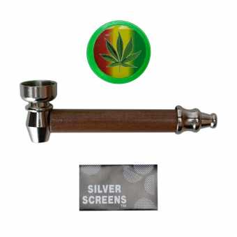 Трубка сувенирная LG-05 (металл/гриндер/сеточка) в блистере