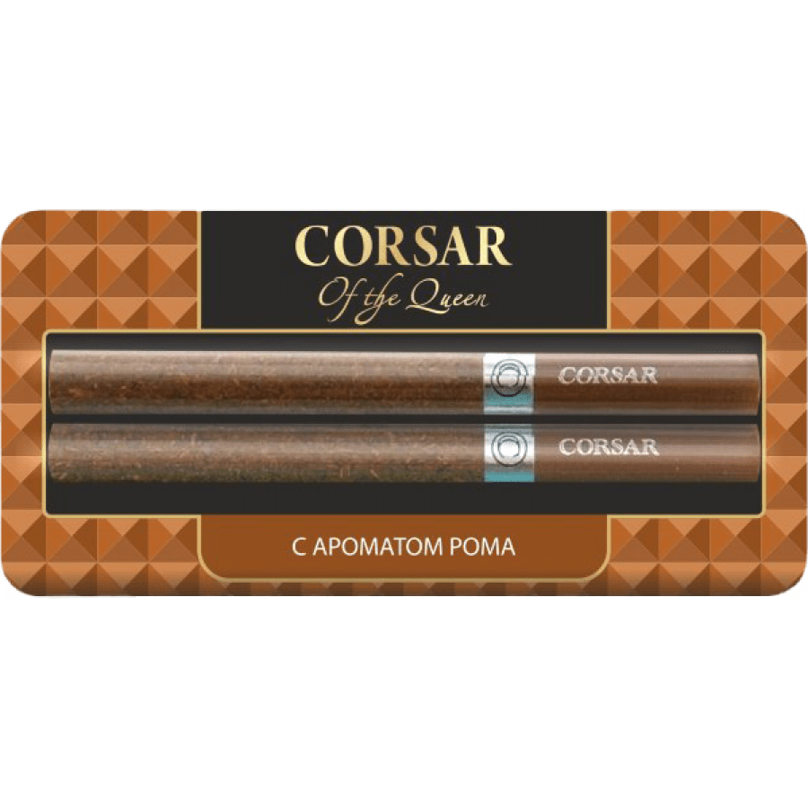 Фото и внешний вид — Сигариллы Corsar Mini of the Queen Caribbean Rum (2 шт/блистере)