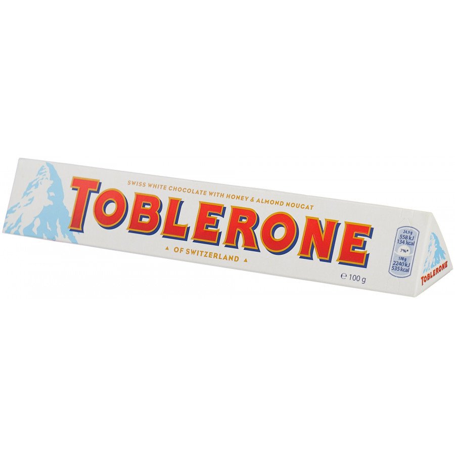 Фото и внешний вид — Toblerone White (Молочный шоколад Тоблерон Вайт) 100г (20шт/уп)