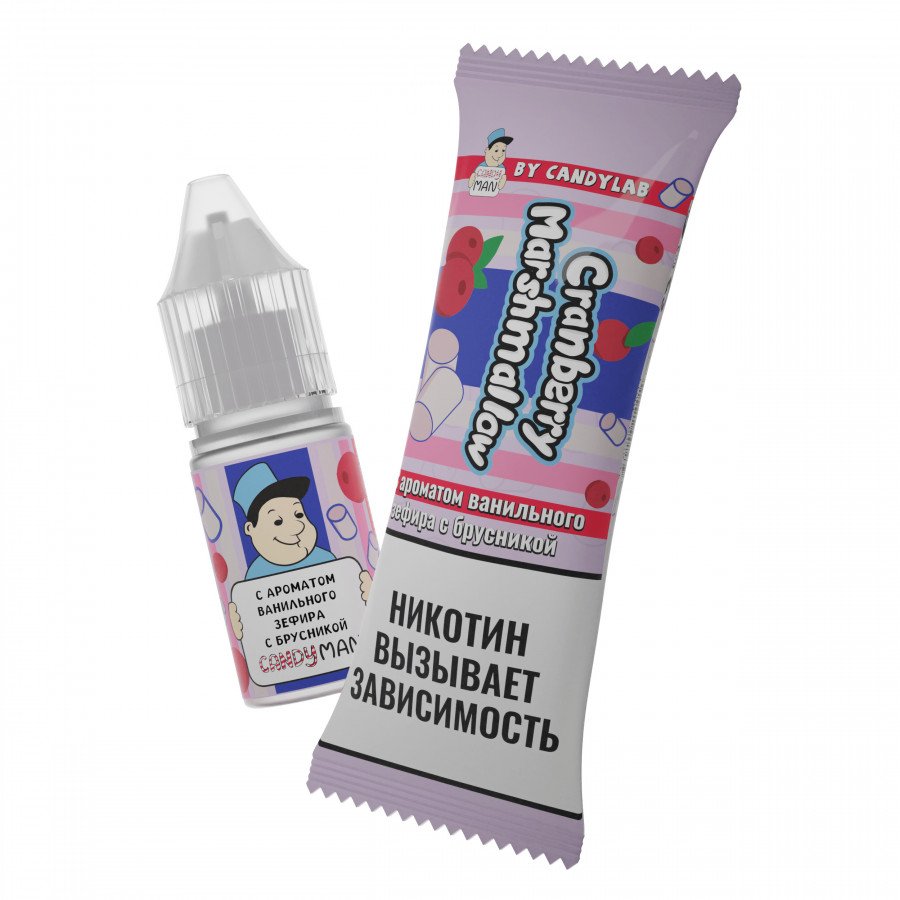 Фото и внешний вид — Жидкость CANDYMAN SALT - Cranberry Marshmallow (Ванильный зефир с брусникой) 10мл 15мг