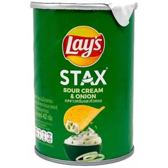 Лейс Stax Сметана и Лук 42г (24шт/уп)