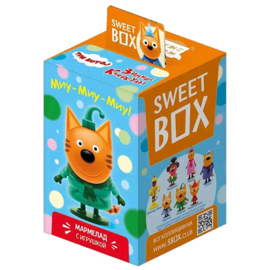 Фото и внешний вид — Мармелад Sweet Box с подарком - Три кота 10гр (10шт\уп)