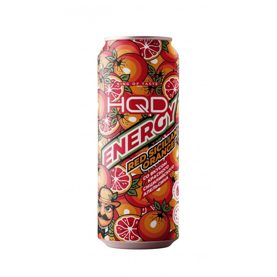 Фото и внешний вид — Энергетический напиток HQD Energy - Red Sicilian Orange (Красный Сицилийский Апельсин) 450мл
