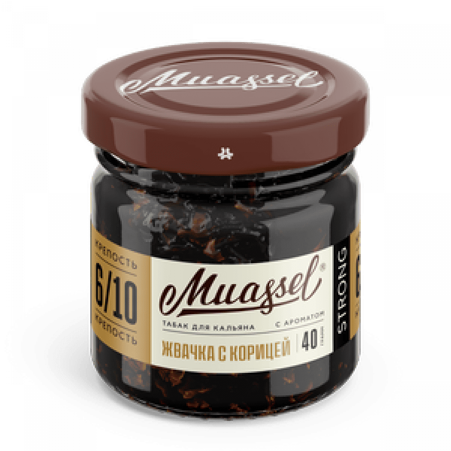 Фото и внешний вид — Табак для кальяна MUASSEL (6/10) 40гр - Жвачка с Корицей