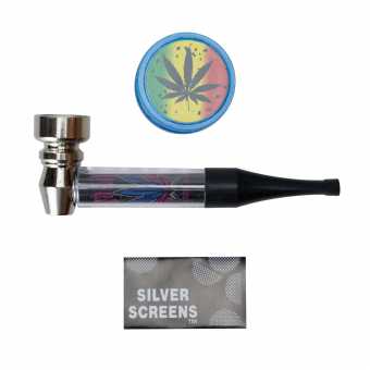 Трубка сувенирная LG-07 (металл/гриндер/сеточка) в блистере