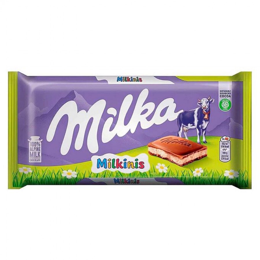 Фото и внешний вид — Милка Шоколадная плитка 100гр Милкинис (22шт/уп)