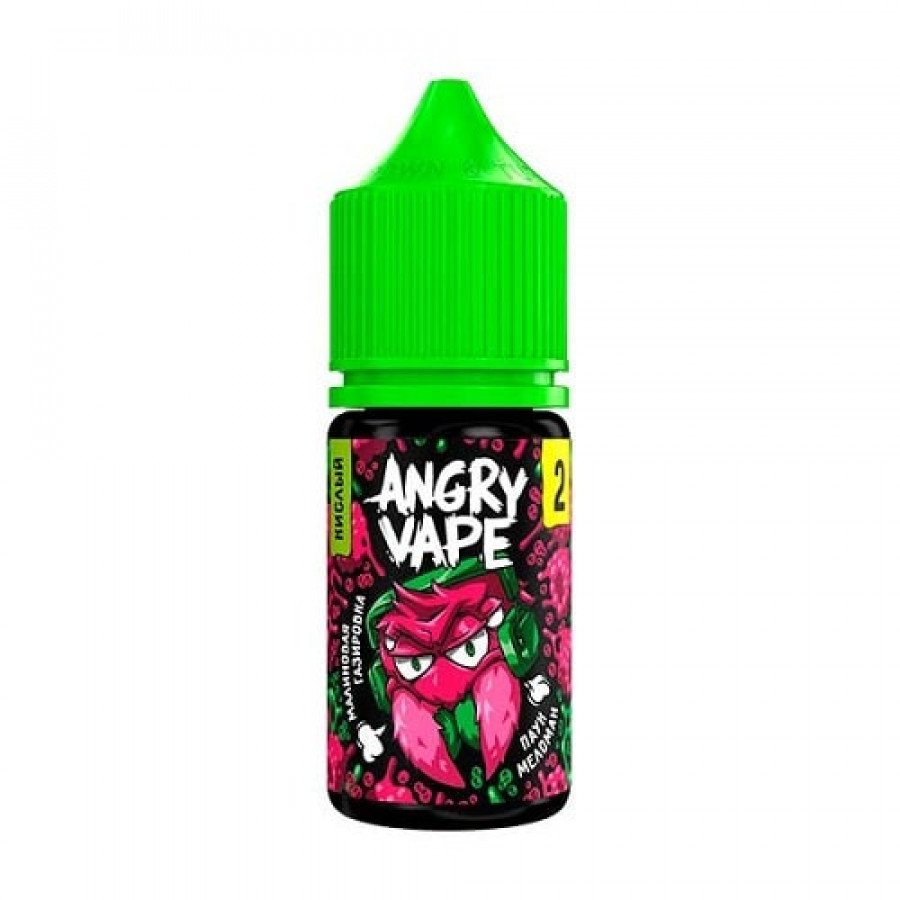 Фото и внешний вид — Жидкость ANGRY VAPE SALT - Паук Меломан (Малиновая газировка) 30мл 20мг
