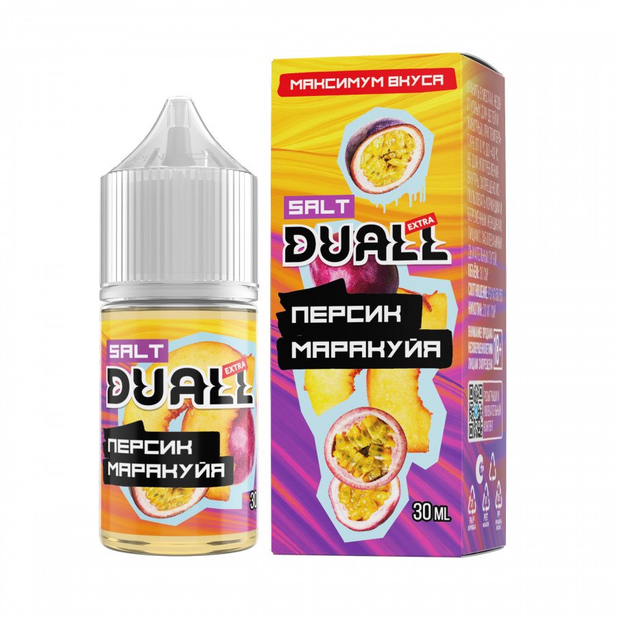 Фото и внешний вид — Жидкость DUALL EXTRA SALT - Персик Маракуйя 30мл 20мг