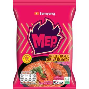 Лапша Samyang "МЕР" жареная Рамен со вкусом креветок на гриле с чесноком 80г (32шт/уп)