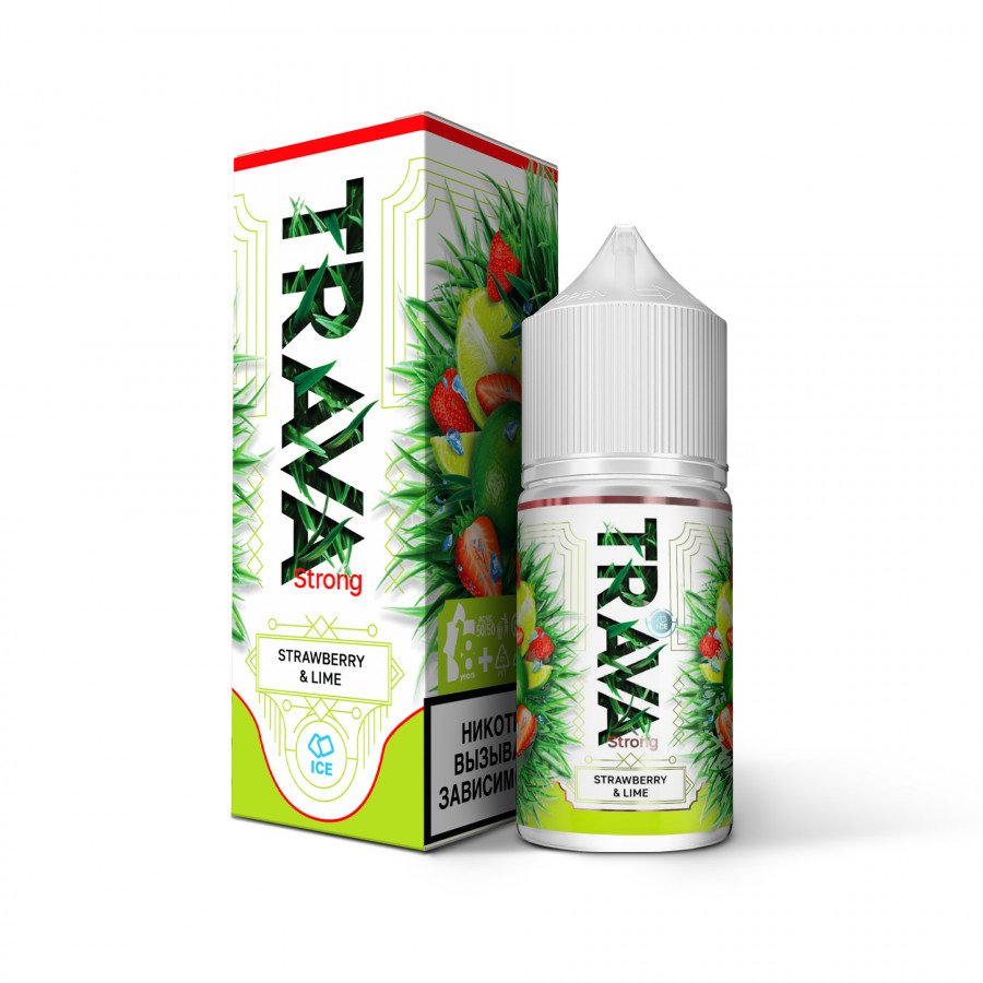 Фото и внешний вид — Жидкость TRAVA SALT - Strawberry Lime (Клубника лайм лед) 30мл strong