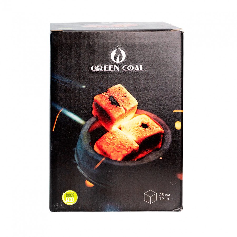 Фото и внешний вид — Уголь GREEN COAL (1кг 25мм 72шт)