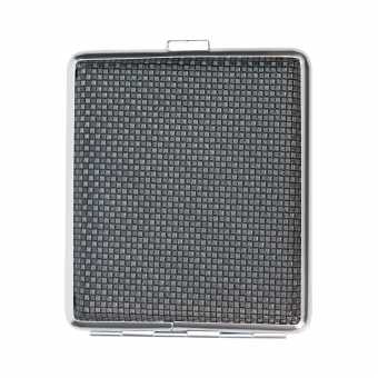 Портсигар S.QUIRE 340022-18 (резинка) сталь/иск.кожа/рис BLK