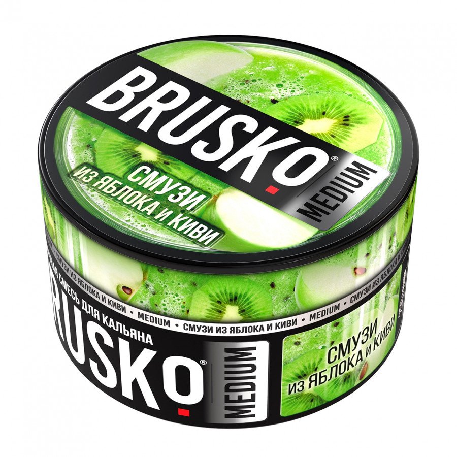 Фото и внешний вид — Смесь для кальяна BRUSKO 250г - Смузи из яблока и киви